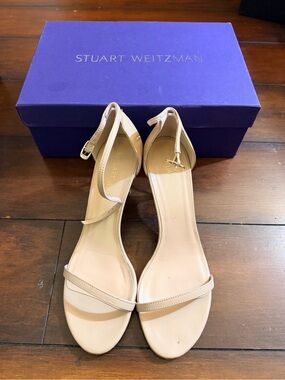 Stuart Weitzman Beige/Nude Open-Toe Ankle-Strap Sandals